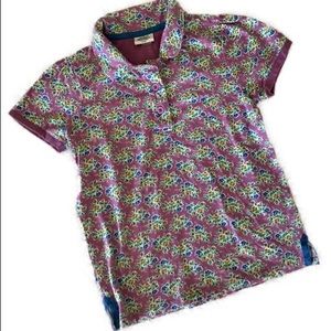 Mini Boden Girls Jersey Floral Polo Tee